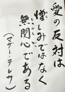 愛の反対は憎しみではなく無関心である マザー・テレサ